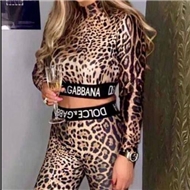 ست نیم تنه آستین بلند و لگ پلنگی زنانه
