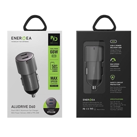 شارژر فندکی 66 وات پاور دلیوری انرژیا | Energea Alu Drive D60 66W USB-C PD Car Charger