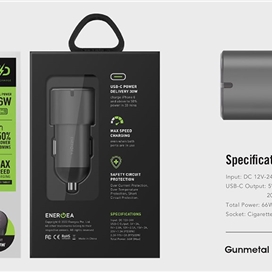 شارژر فندکی 66 وات پاور دلیوری انرژیا | Energea Alu Drive D60 66W USB-C PD Car Charger