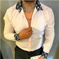 پیراهن مردانه با طرح برند یقه و آستین لویی ویتون LV
