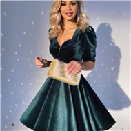 پیراهن مجلسی مخمل دامن چین زنانه