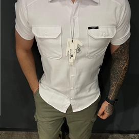 پیراهن مردانه پارچه کتان دو جیب