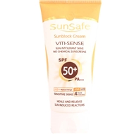 کرم ضد آفتاب رنگی پوست حساس فاقد جاذب شیمیایی spf50 سان سیف