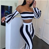 ست نیم تنه و شلوار راه راه زنانه