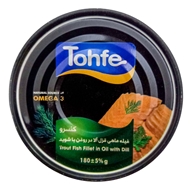 کنسرو ماهی قزل آلا در روغن با شوید 180 گرمی تحفه