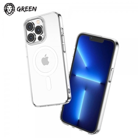 قاب محافظ مگنتی گرین لاین آیفون Apple iPhone 14 Pro Max Green Lion Magsafe Delgado Clear Case