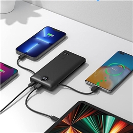 پاور بانک 10000mAh برند وروک مدل VRURC Portable Charger with Built-In Cables and AC Wall Plug