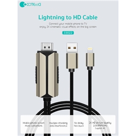 کابل چند سر اچ دی ام آی به لایتنینگ و یو اس بی 2 متری کوتتسی Coteetci HDMI to Lightning USB Cable 33022