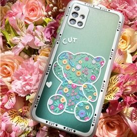 قاب خرس گلدار سبز مناسب برای سامسونگ مدل S22 Ultra