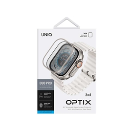 محافظ شیشه ضد انعکاس و قاب فولادی ضد زنگ UNIQ Optix Duo Pro Watch Ultra 49mm