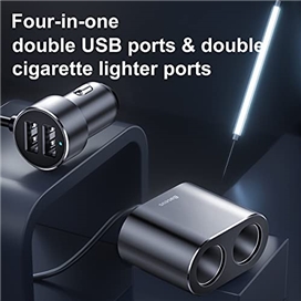 شارژر فندکی بیسوس Baseus High Efficiency One to Two Cigarette Lighter CRDYQ-01 توان 80 وات