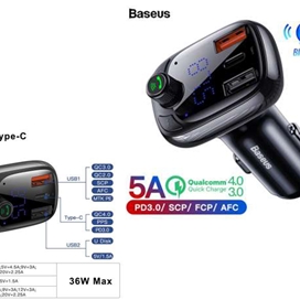 شارژر فندکی فست شارژ و پخش کننده بلوتوث Baseus T Typed QC4.0 Bluetooth CCTM-B01