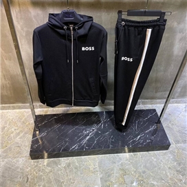 ست سوئیشرت و شلوار طرح نوار و کلاه دار مردانه BOSS