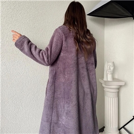 پالتو بلند ساده طرح تدی زنانه