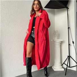 پالتو بلند ساده طرح تدی زنانه