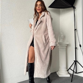 پالتو بلند ساده طرح تدی زنانه