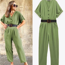 سرهمی کمردار آستین کوتاه زنانه زارا ZARA
