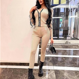 ست بلوز زیپی و لگ کبریتی طرح چاپی برند زنانه دیور
