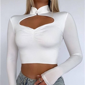 بلوز کراپ یقه ایستاده با برش سینه زنانه