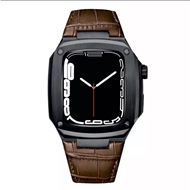 بند اپل واچ چرم سری لاکچری Metal & Leather set for apple watch 45 mm